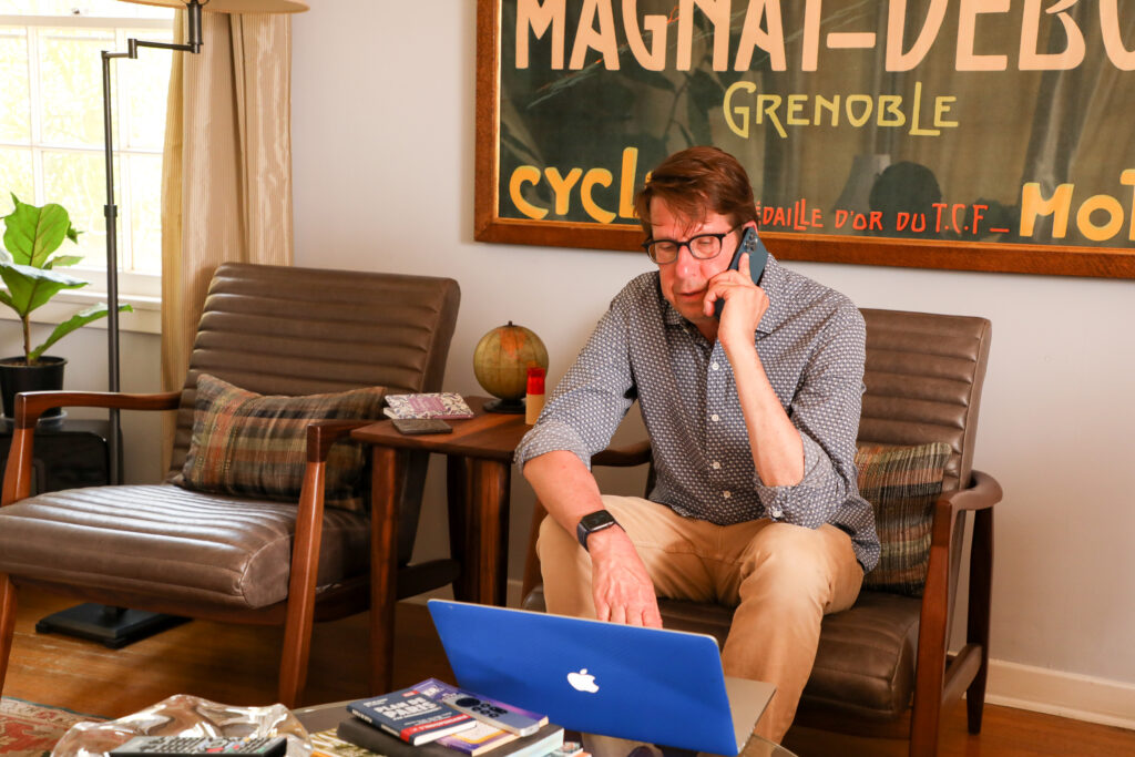 Scott Salik of Carpe Canum working on a CTV script with a client.